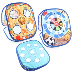 Folding 3-in-1 children sports target set for sandbag toss with colorful dinosaur themes