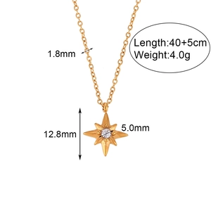 Minimalistische Goldkette mit Sternanhänger, 12,8 mm Höhe und 1,8 mm Kettenbreite