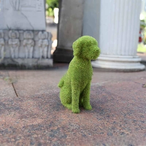 European style green flocked dog garden ornament for outdoor patio and lawn decoration
