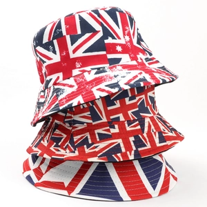 Chapeau Bob Réversible Imprimé Drapeau Britannique Coton Polyester Protection UV Style Vintage Unisexe