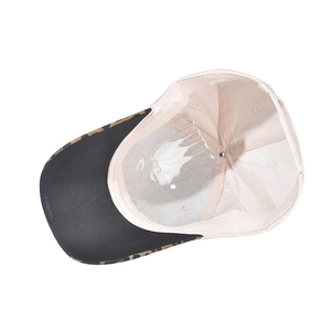 Detailed interior view of leopard print baseball cap featuring high-quality cotton lining