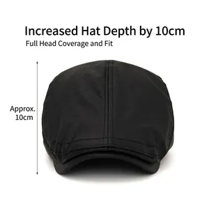 Béret classique en cuir noir pour hommes et femmes avec couronne profonde de 10 cm