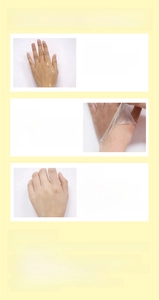 Three-step usage guide for body peeling oil showing application and peeling process
