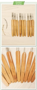 Bamboo dreadlock crochet hook set with 0.5mm 0.75mm 1.0mm single double triple needles