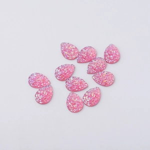 Pink resin druzy teardrop pendants for DIY jewelry making and nail art accessories