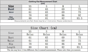 Size chart showing XS to L measurements for sequin bodycon dress in centimeters