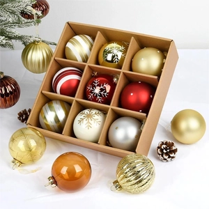 Set of 9 painted 8cm Christmas glass balls with snowflake patterns in a gift box