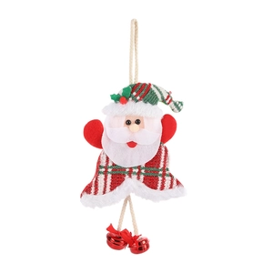 Christmas Santa Claus door hanging ornament with sequins, bells, and knitting details