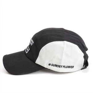 Five-panel two-tone quick-dry baseball cap with SUNSET FLOWER embroidery and side patches