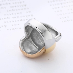 Macro detail of two-tone 18k gold plated stainless steel ring with mirror finish