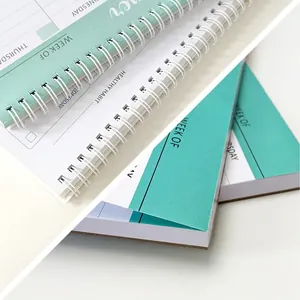 Mint green A5 weekly planner with twin-wire binding and healthy habit tracker pages