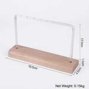 Vertical wooden earring display stand with clear acrylic U-shaped bar for jewelry storage