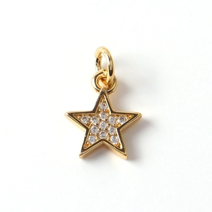 Gold-plated star pendant with micro-paved zircons for jewelry making and DIY necklaces
