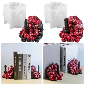 Skull bookend silicone mold and resin decorative dragon slayer book support display