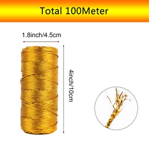 1.5mm gold metallic cord for gift wrapping, 100m roll dimensions with texture detail