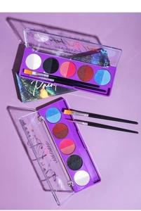 5-color UV water soluble body paint set in purple case with two professional brushes