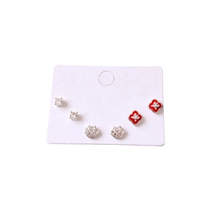 Elegant 6-piece flower zircon stud earring set with silver pins and minimalist floral designs