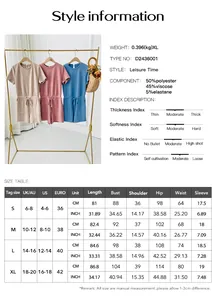 Detailed sizing chart for casual short jumpsuit showing UK, US, and EURO measurements