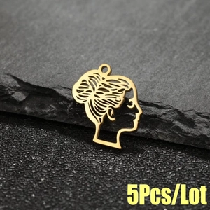 Minimalist gold hollow stainless steel female silhouette pendant set of five pieces