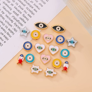 Colorful Evil Eye alloy charms set in heart and star shapes for DIY jewelry making