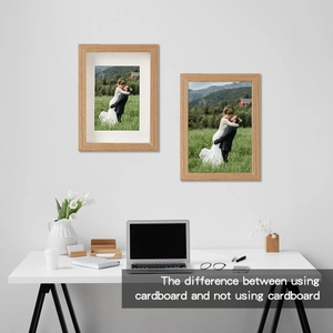 Minimalist solid wood picture frame with mat board options for home wall and desk decor