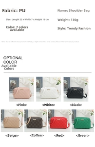 Detailed parameter chart and 7-color matrix display of quilted PU crossbody bags
