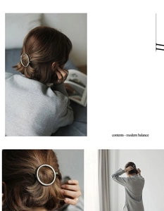 Minimalist silver hollow circular hair clip styled in a modern half-up hairstyle