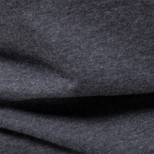 Close-up of soft dark gray knitted cotton fabric texture with fine fiber details