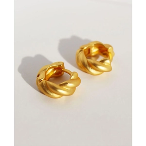 Minimalist twisted hoop earrings with a vintage matte gold finish for a stylish look