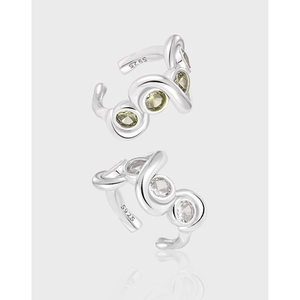 925 Sterling Silver Irregular Spiral Line Ear Cuff Inlaid Zirconia White Gold Plated Minimalist Ins Style Jewelry For Women