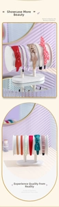 Detail of assorted velvet and satin headbands with pearls and bow designs for home storage