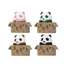 Süße Mini-Pandafiguren in Schachtel Harzspielzeug schöne Tischdekoration Tierornamente 4Stk.