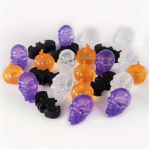 Reusable Halloween plastic ice cubes in skull pumpkin and bat shapes for party drinks
