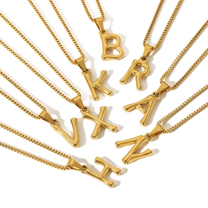 18k gold-plated titanium steel alphabet necklaces with pendant letters B K R V X A N H