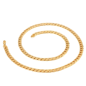 Classic 18K gold plated titanium steel cuban link chain necklace for men in spiral layout