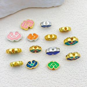 Perles cloisonnées en alliage avec motif de nuages colorés pour la création de bijoux