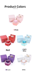 Detail view of heart preserved rose gift box set including handbag and packaging
