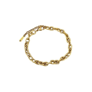 Minimalist vintage textured gold link chain bracelet made of durable stainless steel