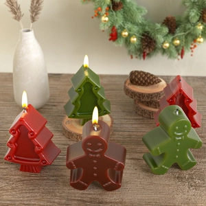 Christmas gingerbread man and tree silicone candle molds for DIY crafts and decor