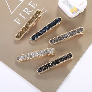 Sparkling crystal rhinestone hair clips set in gold, blue, grey, silver and black