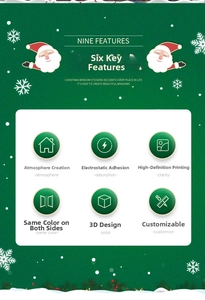 Detailed view of 3D Christmas tree static window sticker with double-sided HD color printing