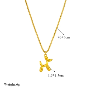 Collana con ciondolo a forma di cane palloncino dorato con catena regolabile 40+5 cm