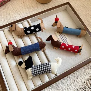 Handmade fabric polka dot dachshund hair clips in 5 assorted patterns and colors