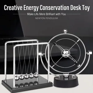 Newton's cradle and orbital kinetic desk toy for office science decor and physics demonstration