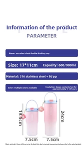 Detailed view of 316 stainless steel vacuum flask with 600ml and 900ml size comparison