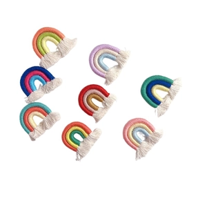 Handmade bohemian rainbow tassel charms for bags and clothing accessories in multiple colors
