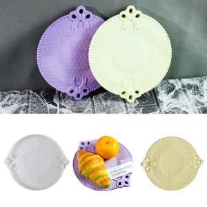 Stampo In Silicone Per Vassoi Decorativi Rotondi Con Trama A Griglia E Manici A Fiocco Resina Epossidica