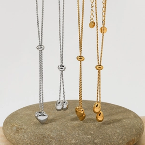Vintage heart and teardrop necklaces in gold and silver finish with adjustable sliders