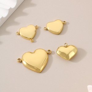 Polished gold heart wing pendants and stainless steel connectors for DIY jewelry making