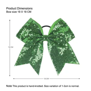 Élastique cheveux à gros nœud pailleté vert, accessoire de cheveux fait main 19 x 18 cm
